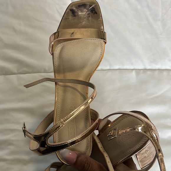 ASOS Gold Thick Heel Ankle Strap Sandals - Picture 4 of 4